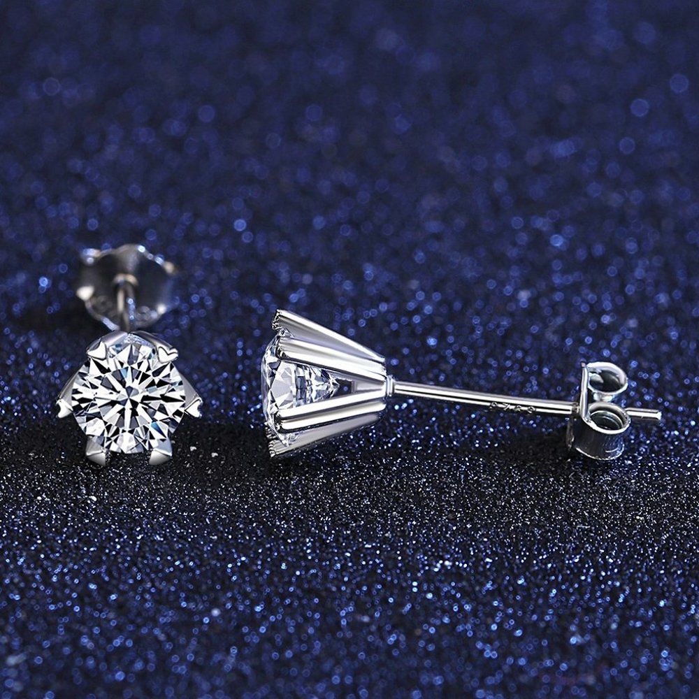 1 Carats Moissanite Stud Earrings- Ideal Gift For Her